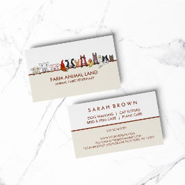 Cartão De Visita Animais de Fazenda de Terracota Bege Veterinário p