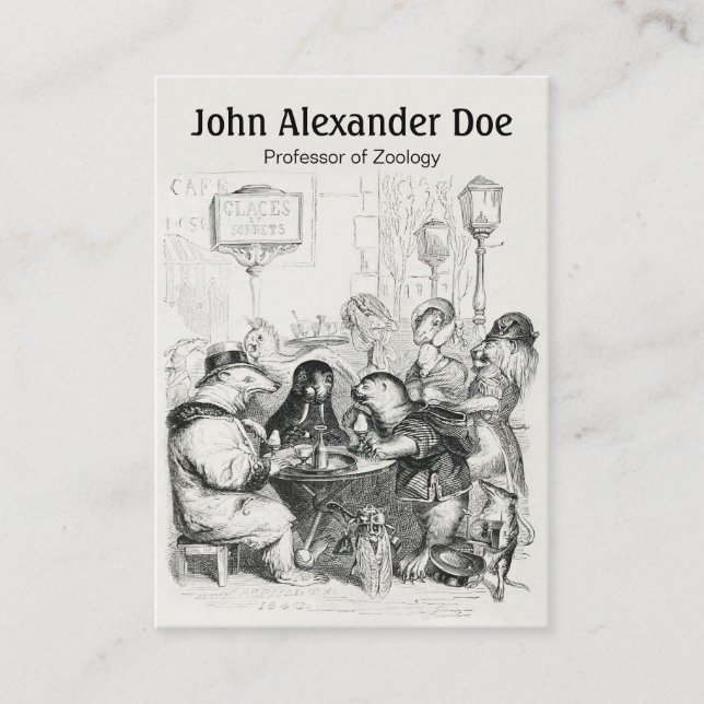 Cartão De Visita Animais que recolhem no café de Paris - Zoologist (Frente)