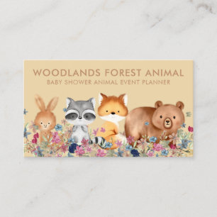 Cartão De Visita Animais Urso Bebê Raposa Guaxinim Coelho