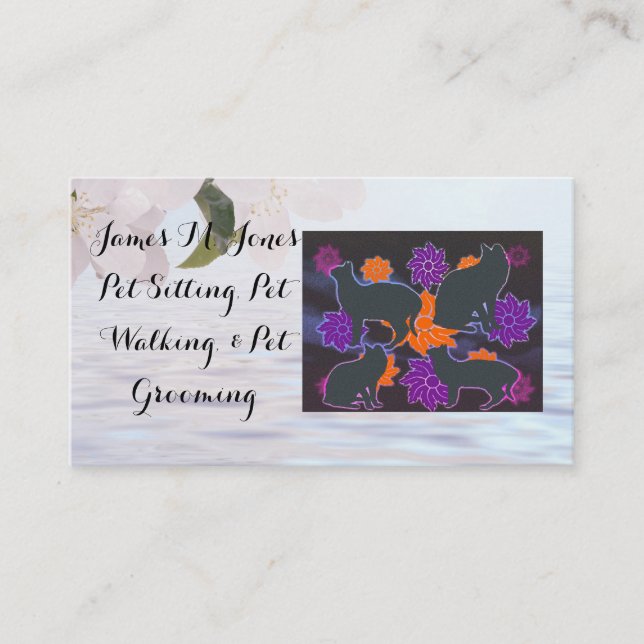 Cartão De Visita Animal Pet Sentado Gato Cachorro Tratamento (Frente)