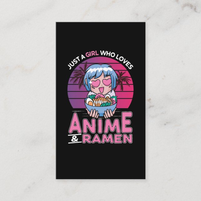 Cartão De Visita Anime e Ramen Girl Otaku Retro Japan Manga (Frente)