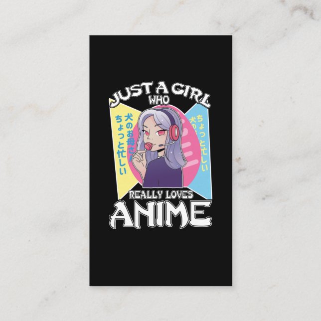 Cartão De Visita Anime Girl Otaku Teen Japonês Manga Comic Fan (Frente)