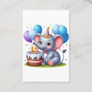 Cartão De Visita Aniversário de 15 anos do Elefante Fofo