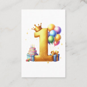 Cartão De Visita Aniversário de 1 ano dourado