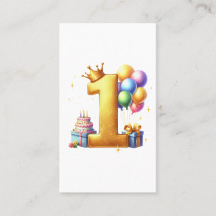 Cartão De Visita Aniversário de 1 ano Dourado