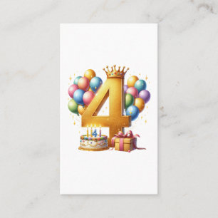 Cartão De Visita Aniversário de 4 anos dourado