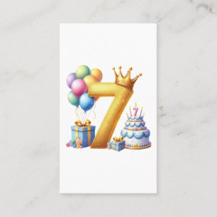 Cartão De Visita Aniversário de 7 anos dourado