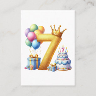 Cartão De Visita Aniversário de 7 anos dourado