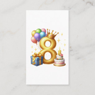 Cartão De Visita Aniversário de 8 anos dourado