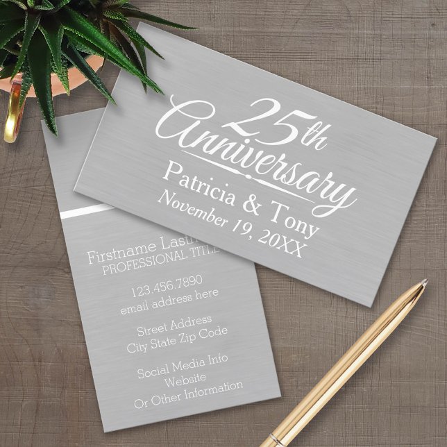 Cartão De Visita Aniversário de Casamento de 25 Personalizado (Custom Anniversary Calling Card)