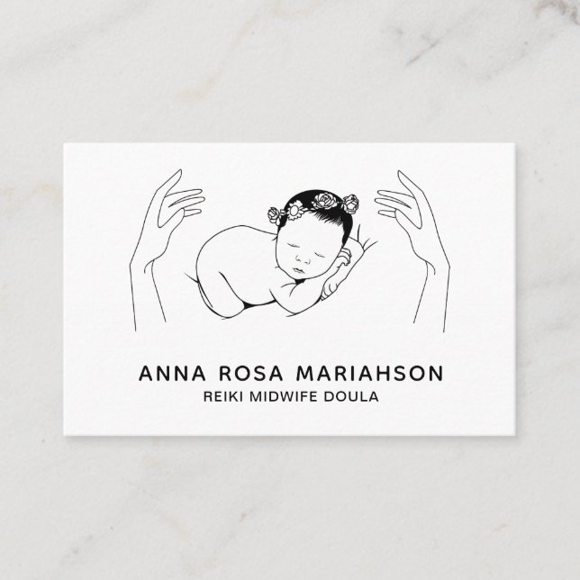 Cartão De Visita ** Aniversário de Reiki. Treinador do Parteira Dou (Frente)