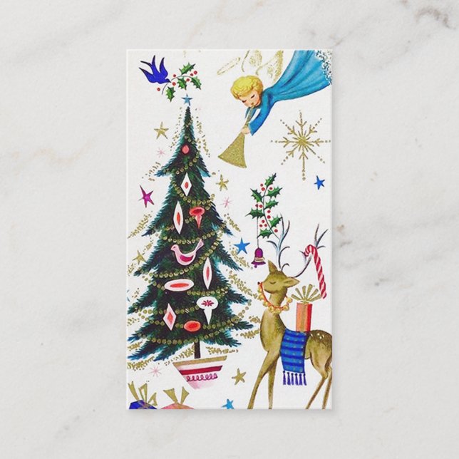 Cartão De Visita Anjo retro do natal vintage (Frente)