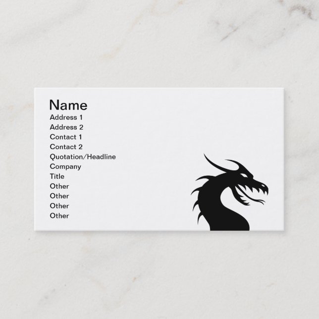 Cartão De Visita Ano do dragão - cabeça do dragão (Frente)