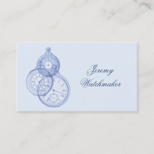 Cartão de visita antigo do reparo do relógio (Frente)