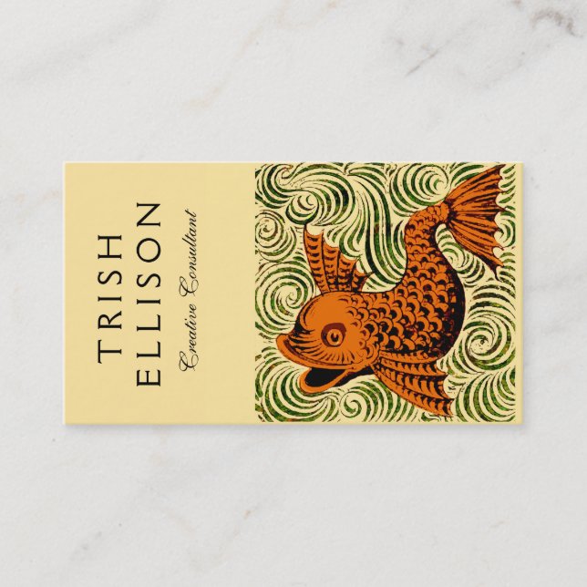 Cartão De Visita Antiguidade de Peixe Azulejo Antigo (Frente)