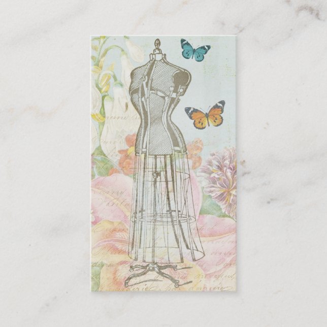 Cartão De Visita Antiguidade do formulário do vestido do desenhador (Frente)