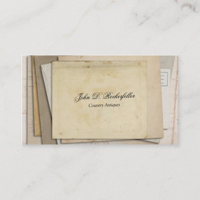 Cartão De Visita Antiguidades de papel das coisas efêmeras do (Frente)
