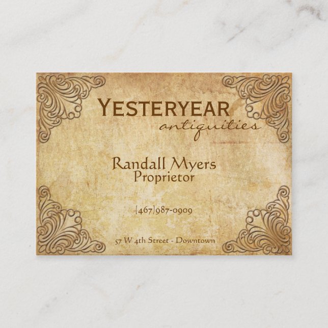 Cartão De Visita Antiguidades do vintage florais (Frente)