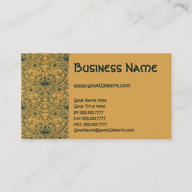 Cartão De Visita Antiquado Victoriano William Morris Padrão Floral (Frente)