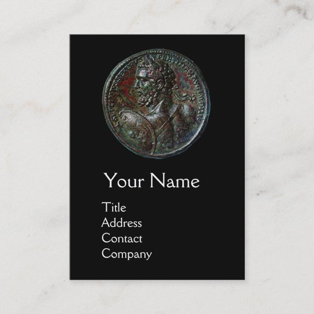 CARTÃO DE VISITA ANTIQUE ROMAN SEVERUS BRONZON MEDALLION MONOGRAM (Frente)