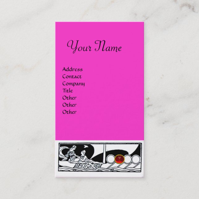 Cartão De Visita ANTIQUE VESSEL Mar Viagem Ruby Pink Black White (Frente)