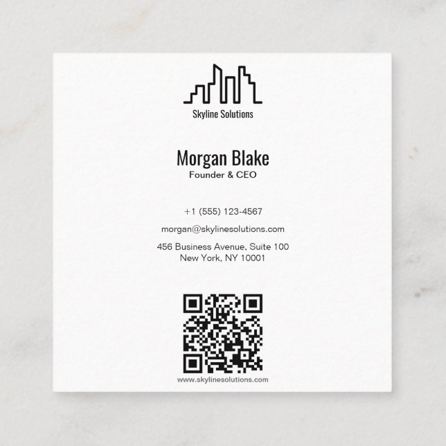 Cartão de visita ao quadrado com Design minimalist (Verso)