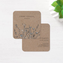 Cartão de Visita ao Quadrado Floral Russo Kraft Wi