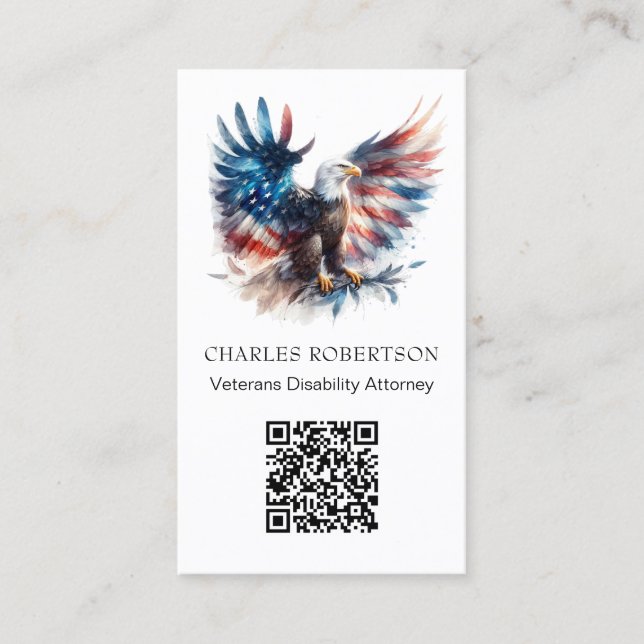 Cartão De Visita *~* AP16 - QR Photo American Flag Bald Eagle (Frente)
