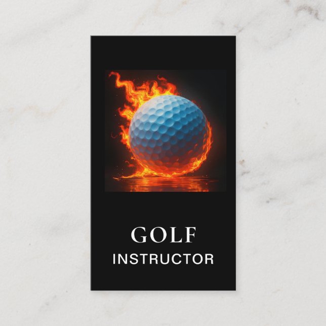 Cartão De Visita *~*  AP94 QR Flames Fire  Hot  Bold Golf Ball  (Frente)