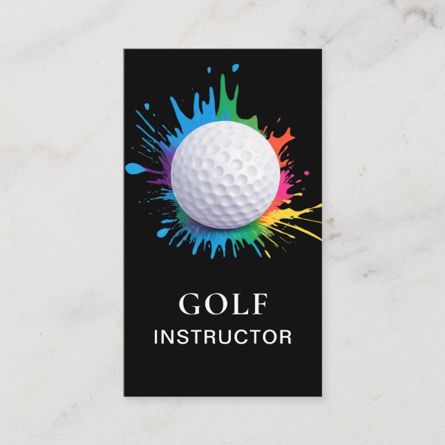 Cartão De Visita *~*  AP94  QR Rainbow Splash Bold Golf Ball  (Frente)