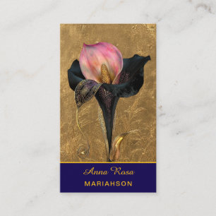 Cartão De Visita *~* AP98 Flor Elegante Dourado 20 Vintage QR
