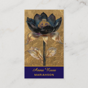 Cartão De Visita *~* AP98 Flor Elegante Dourado 30 Rico QR Floral
