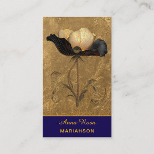 Cartão De Visita *~* AP98 Flor Elegante Dourado 3 Vintage QR