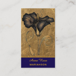 Cartão De Visita *~* AP98 Flor Elegante Dourado 7 Rico QR Floral