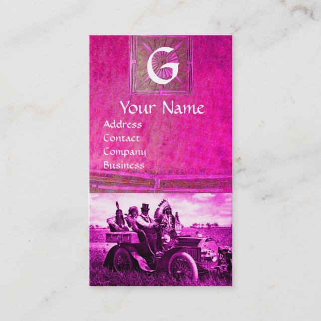 Cartão De Visita APACHES E GERONIMO CONDUZINDO UM AUTOMÓVEL, Monogr (Frente)