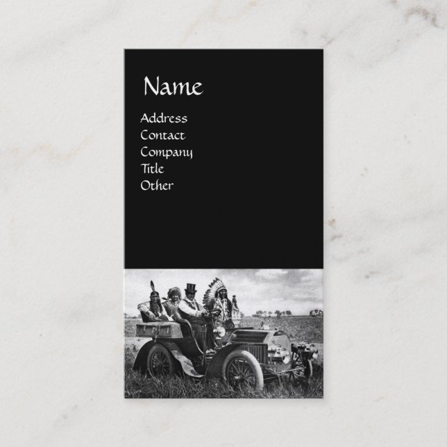 CARTÃO DE VISITA APACHES E GERONIMO CONDUZINDO UM CARRO A MOTOR (Frente)