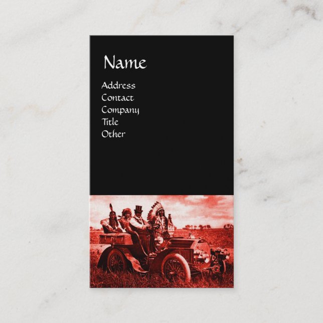 CARTÃO DE VISITA APACHES E GERONIMO CONDUZINDO UM CARRO A MOTOR (Frente)