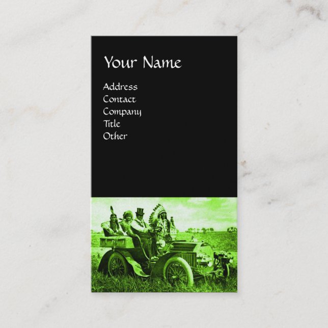 CARTÃO DE VISITA APACHES E GERONIMO CONDUZINDO UM CARRO A MOTOR (Frente)