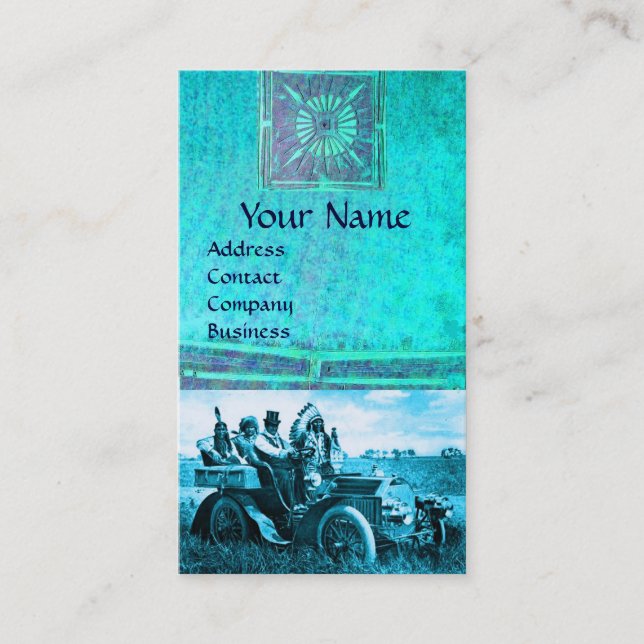 CARTÃO DE VISITA APACHES E GERONIMO CONDUZINDO UM CARRO A MOTOR (Frente)