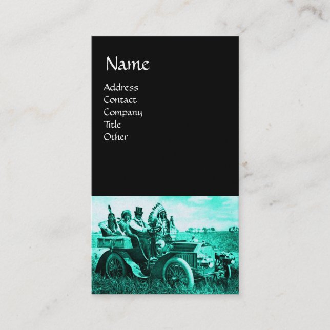 CARTÃO DE VISITA APACHES E GERONIMO CONDUZINDO UM CARRO A MOTOR (Frente)