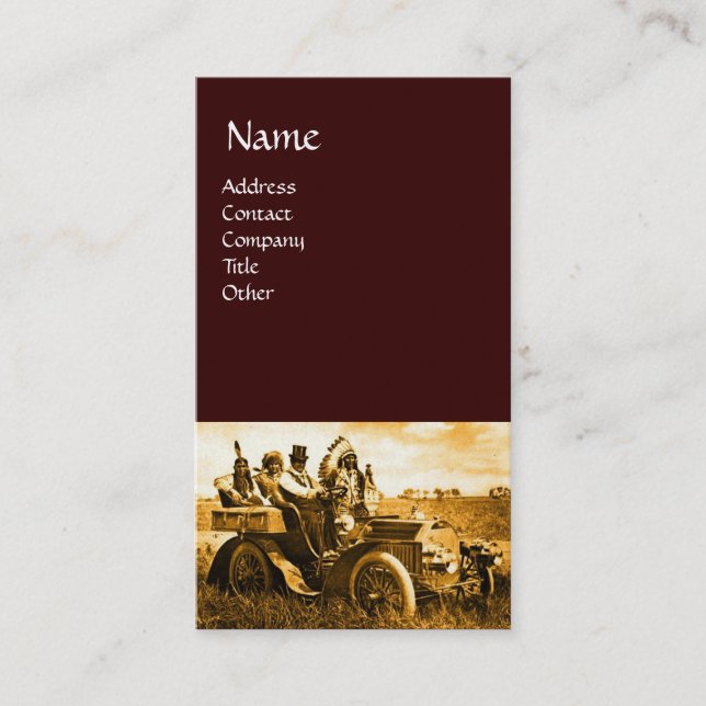 CARTÃO DE VISITA APACHES E GERONIMO CONDUZINDO UM CARRO A MOTOR (Frente)