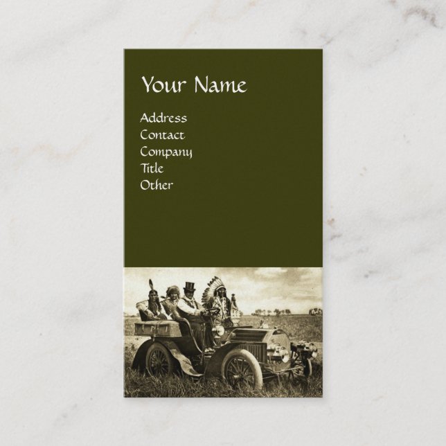 CARTÃO DE VISITA APACHES E GERONIMO CONDUZINDO UM CARRO A MOTOR (Frente)