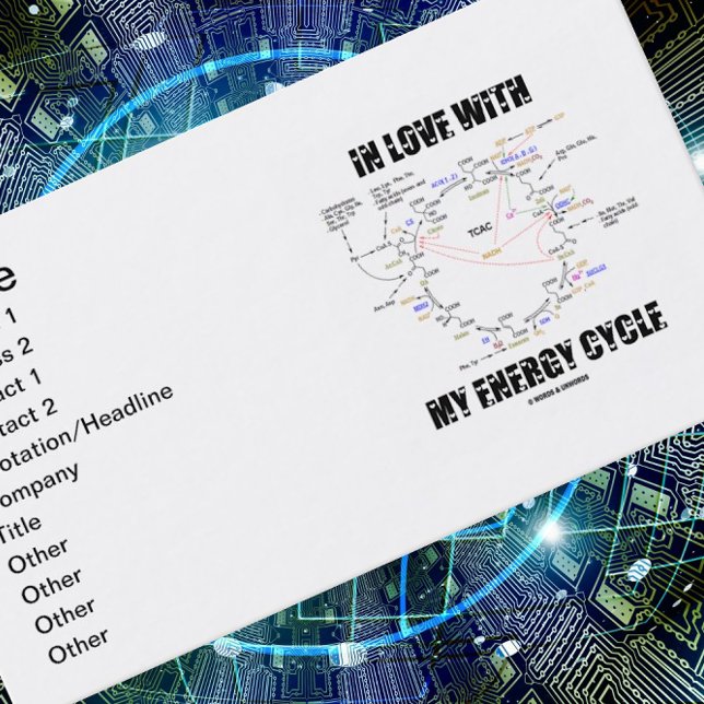 Cartão De Visita Apaixonado Pelo Meu Ciclo Energético (Ciclo De Kre (If you're energetic and have a biochemical bent, you'll enjoy in this Krebs cycle biz card!)