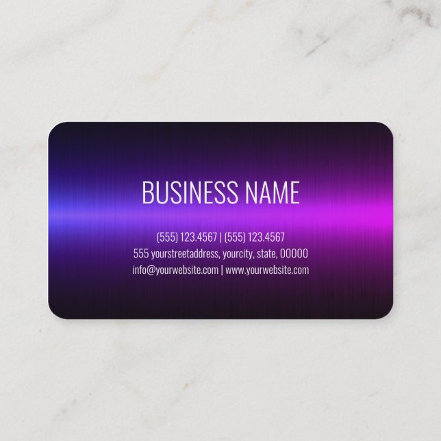 Cartão De Visita Aparência de metal de aço sem brilho roxo (Verso)