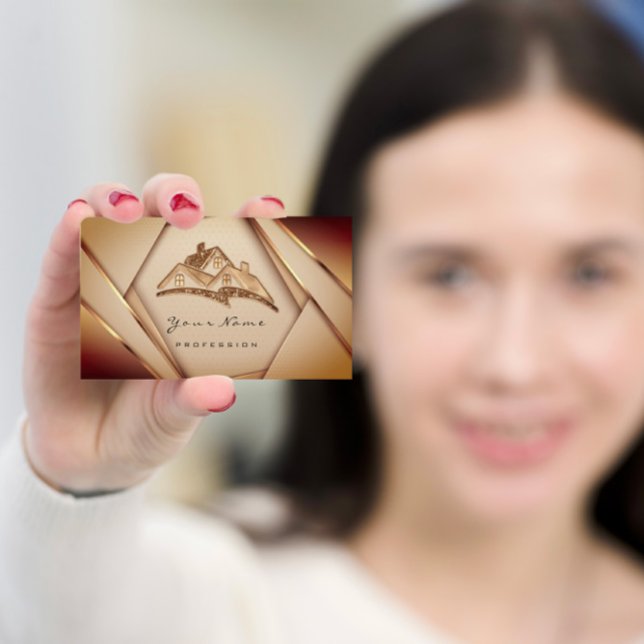 Cartão De Visita Apartamento Imobiliário Mortgages Home Values Ouro (Real Estate Apartment Mortgages Home Values Golden Business Card)
