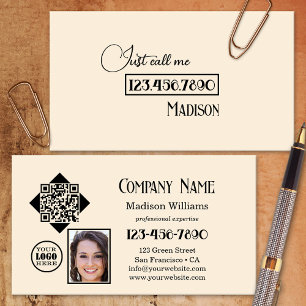Cartão De Visita Apenas Me Chame de Código QR Simples Logo Foto