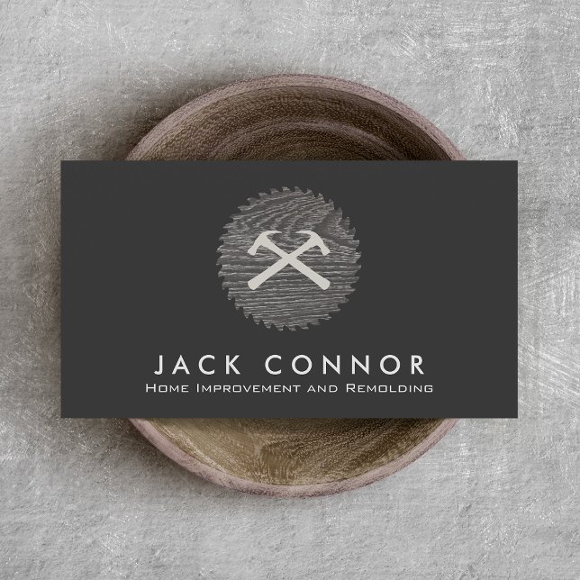 Cartão De Visita Aperfeiçoamento da Casa de Carpintaria Martelo e V (Criador carregado)