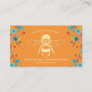 Cartão De Visita Apiário Fazenda de Abelhas Melíferas Estilo Rústic