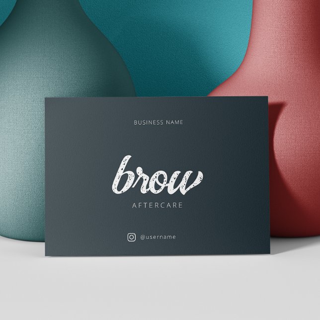 Cartão De Visita Após a instrução do tratamento, barra de navegação (After Care Instruction Simple Grey Browbar Business Card)