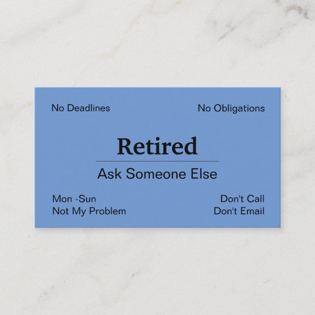 Cartão De Visita Aposentação Fora De Negócio Engraçada (Frente)